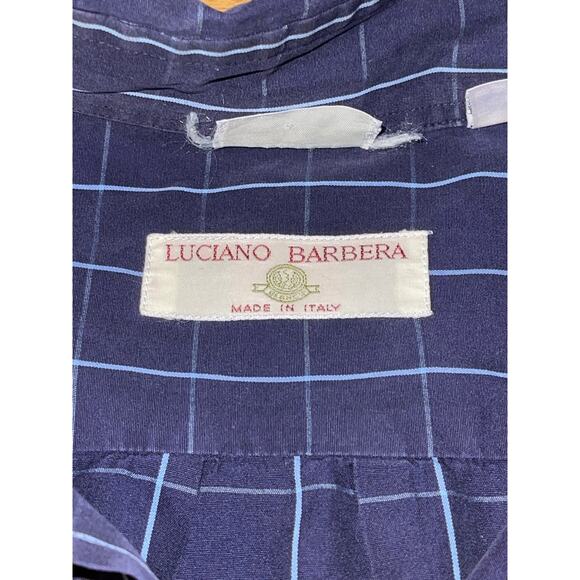 Mens Luciana Barbera Blue Dark Purple Soft Made in Italy Button Down Shirt L - Picture 4 of 6